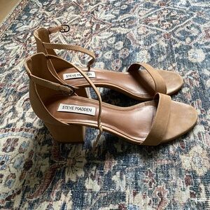 Steve Madden Women's Tan Block Heel Ankle Strap Sandals